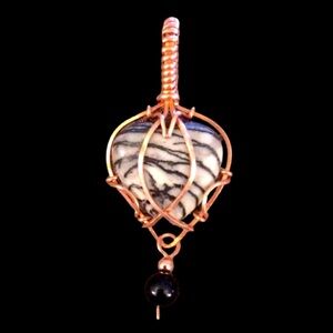 Heart Stone Pendant with Onyx stone Handmade